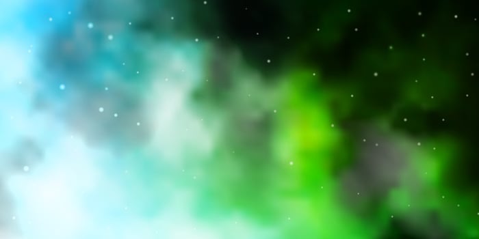 Light Blue, Green vector background with colorful stars.