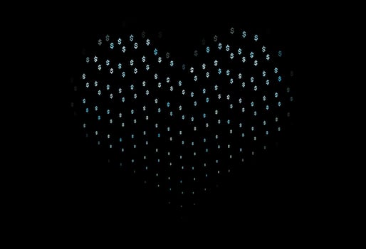 Dark BLUE vector texture with financial symbols.