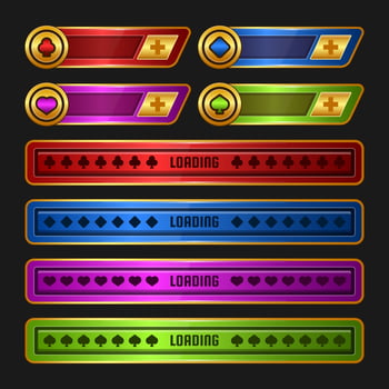 Button set designed game user interface GUI for video games, computers. vector