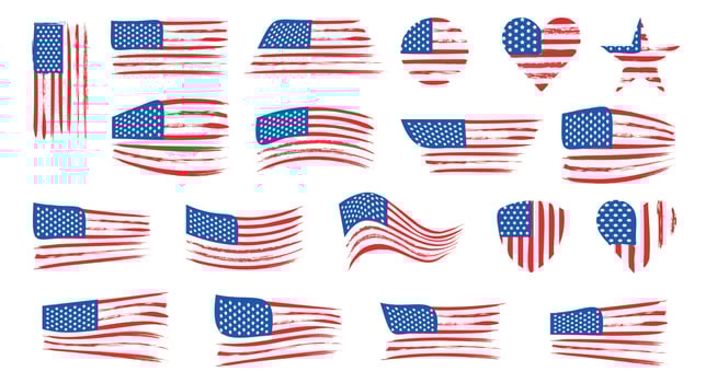 Collection of american flags vector