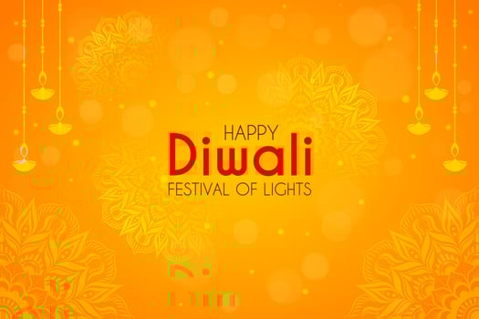 happy diwali yellow abstract background. diwali background design for banner, poster, flyer, vector