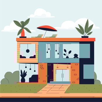 modern country house with rooftop resting place vector