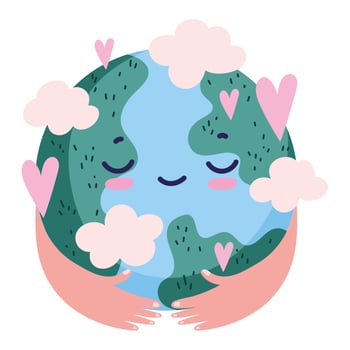 hands holding planet earth vector