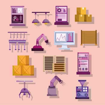 equipment for factory production vector