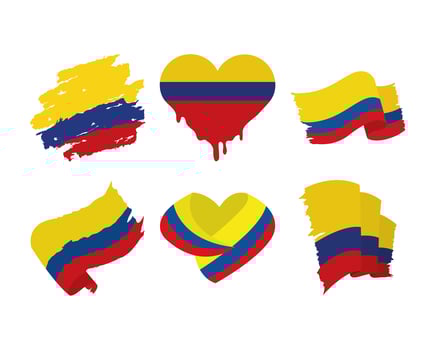 Colombia flags set vector