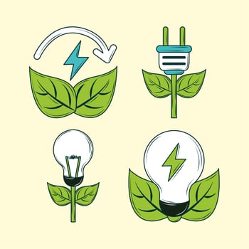 renewable energy collection icons vector