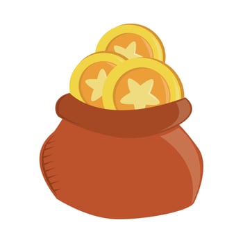 coins on bag cartoon vector