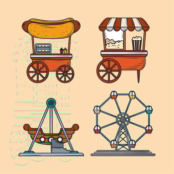 funfair icon set vector