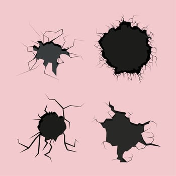 cracked concrete wall set vector