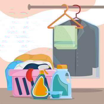 laundry clothing with basket vector