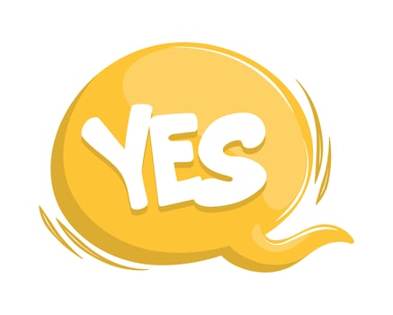 chat bubble with yes vector