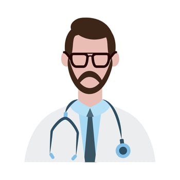 online doctor, physician professional with stethoscope consultant medical protection covid 19, flat style icon vector
