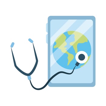 online doctor, smartphone world diagnostic consultant medical, flat style icon vector