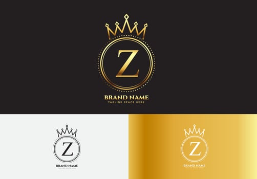 Letter Z gold luxury crown logo concept vector