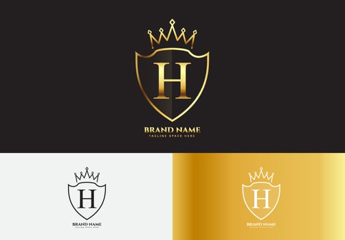 Letter H gold luxury crown logo concept vector