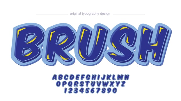 blue bold brush cartoon typography vector
