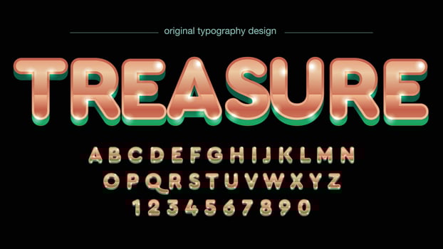 orange and green 3d metallic rounded typography vector