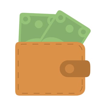wallet with banknotes money in flat style isolated icon vector