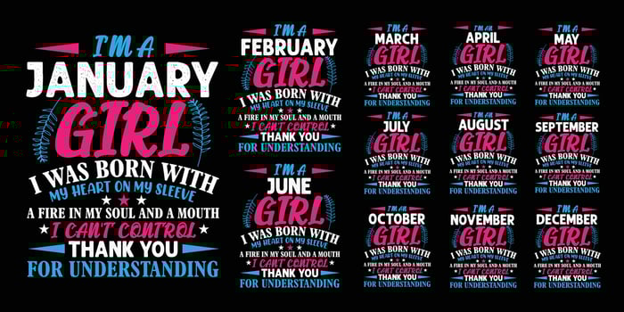 I'm a January girl typography birth day t shirt design vector