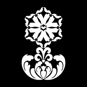 Decorative flower with arabesques in oriental style. Vintage pattern with floral elements. Damask baroque ornament. Black, white. Vector pattern with arabesques
