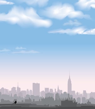 City skyline silhouette with clouds vector