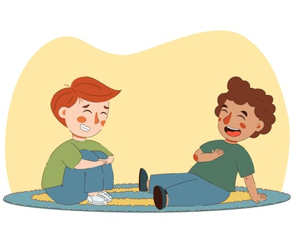 Smiling boys kids playing together vector art