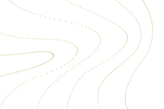 Background with curved design with moving gold dots on the white background. vector illustration