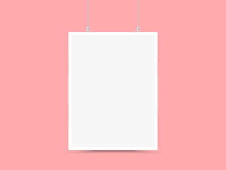 Mock-Up Realistic White Poster Hanging Empty White Vector Poster Template