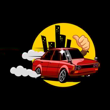 Speed car in the city at night vector illustration