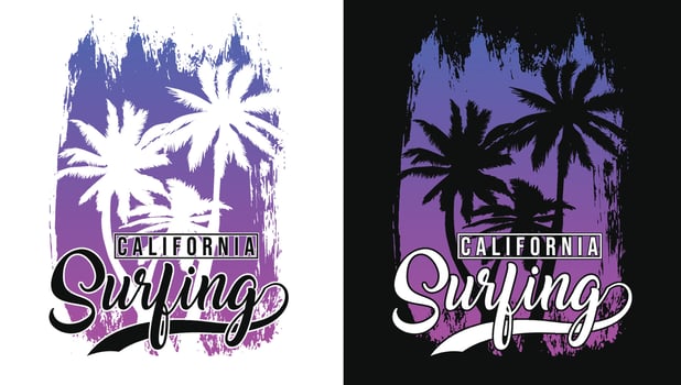 California Surfing Typography With Surfing Vintage Retro Background vector