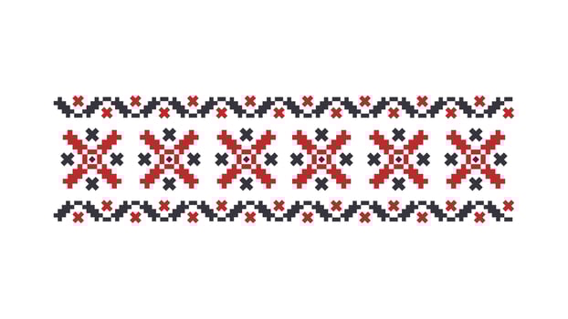 A cross stitch pattern with red and black colors vector