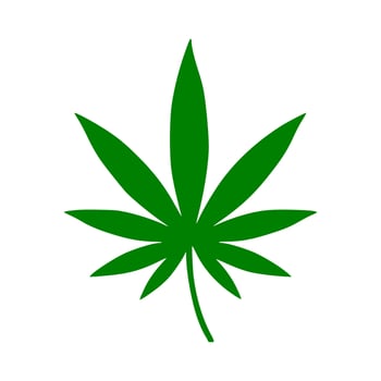Vector cannabis leaf or hemp or marijuana, herbal plant for medical treatment icon