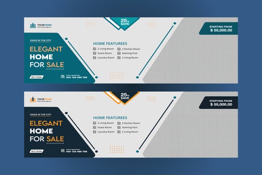 Modern real estate social medial cover design template vector