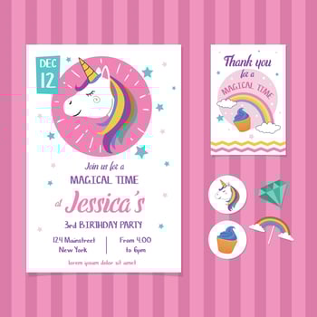 Unicorn birthday invitation concept vector