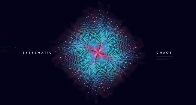 Abstract glowing fiber optics background element. Small particles strive out of center. vector illustration use for quantum technology, digital, science, music, communication.