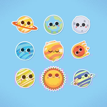 Cute Celestial Stickers Set vector