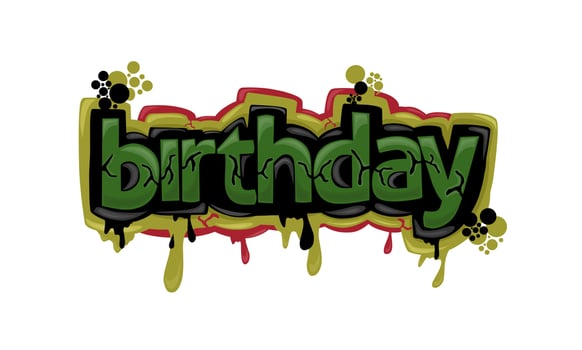 colorful BIRTHDAY writing graffiti design vector