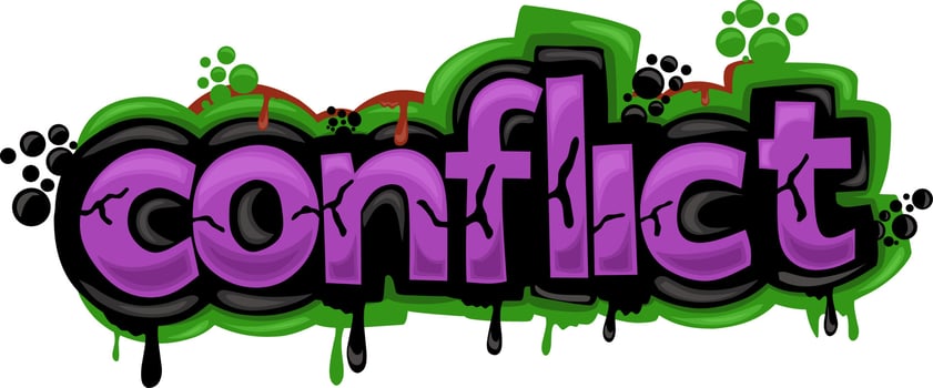 colorful CONFLICT writing graffiti design vector
