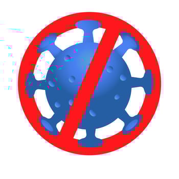 COVID-19 Virus quarantine, stop deadly Corona Virus outbreak in China and world wide concept, illustrate of virus pathogen in blue with quarantine or stop sign on top on white background. vector