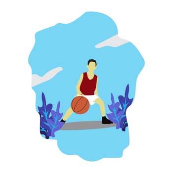 Basketball player dribble the ball. Flat design illustration vector