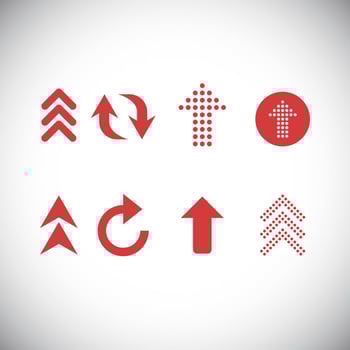 Set of red arrows template vector