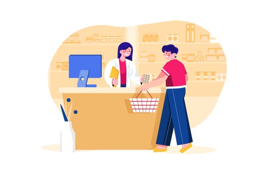 Pharmacy Store Flat Illustrations Concept vector
