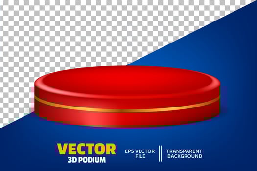 3d podium stage with golden ring vector