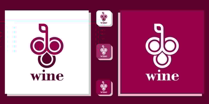 wine symbol droplet water fruits fresh minimalist with app template vector