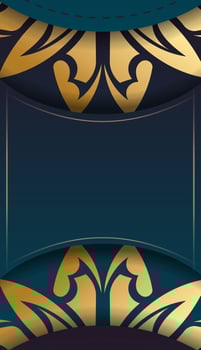 Golden background with a blue background and gold ornament vector
