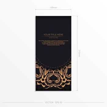 Black and gold card template with ornate design vector
