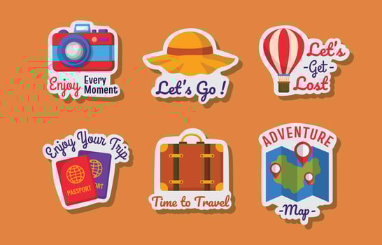 Travel Accessory Sticker Set vector