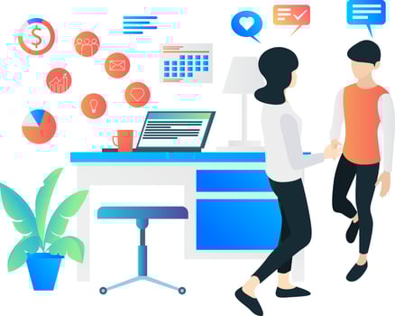 Illustration of a cooperation agreement between business people vector
