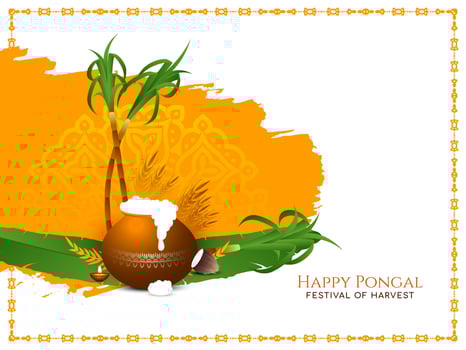 Happy pongal south Indian festival background design vector