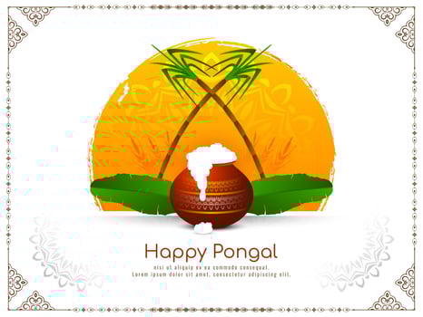 Happy pongal traditional festival celebration background design vector